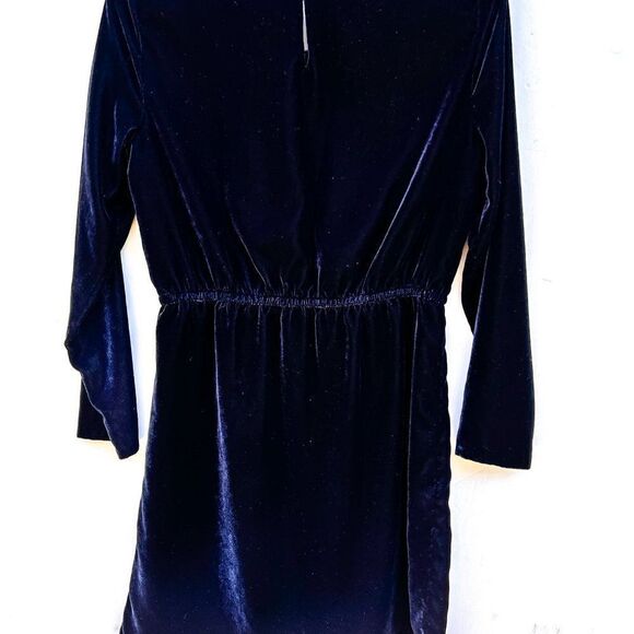 J. Crew Navy Blue Velour Velvet Long Sleeve Elastic Waist Dress K3470 - Picture 10 of 10
